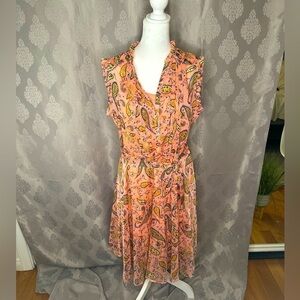 Nanette Lepore Womens Paisley Print Belted A Line Dress Size 12 NWOT